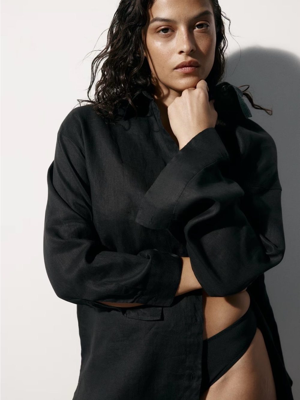 H&M Black Button-Down Shirt